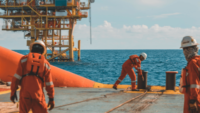 Anchor handling activity during rig move operation at oil field